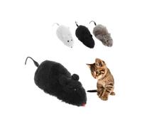 Lodoot Gatos Teaser Auto Moving Rat Wind Up Racing Cartoon Plush Rat Pet Kitten Interactive Black Velvet