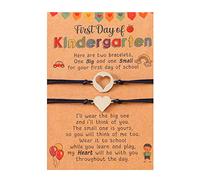 Lodoot Juego de 2 pulseras de corazón hueco para el primer día de escuela, madre e hija, para madre, hija, niñas, niños, pulseras a juego para parejas