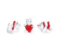 Lodoot Juego de 3 figuras de resinas de dibujos animados para expresar amor, corazón dulce, animales, miniaturas, adornos de San Valentín