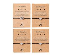 Lodoot Juego de 4 pulseras a juego con forma de corazón hueco para familia, mamá, hijo, niñas, hermana, el mejor regalo de corazón a juego