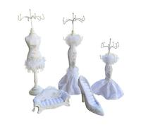 Lodoot Juego de 5 soportes de exhibición de joyas para vestidos de novia, collares, joyas, zapatos de tacón alto, modelo, aretes, anillos organizadores