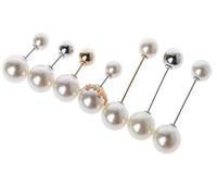 Lodoot Juego de 7 broches de perlas de imitación dobles para suéter, chal, bufanda, alfileres de joyería, decoración de ropa, pin de solapa para mujer