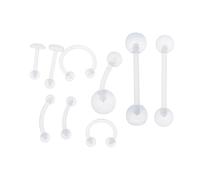 Lodoot Juego de 9 piercings transparentes para la nariz, ombligo, cejas, cuerpo, piercing para pezón, para mujer