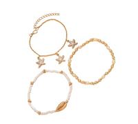Lodoot Juego de joyería de playa de 3 estilos con forma de concha y estrellas de mar y cuentas de cristal, talla única, como se describe