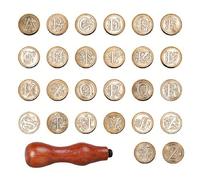 Lodoot Juego de sellos de ceras vintage, 26 piezas de cera de sellado + 1 kit de sellos de sellado de mango de madera (juego de 26 alfabetos)