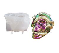 Lodoot Molde de silicona con diseño de calavera y cabeza de serpiente, doble serpiente, espejo de silicona para cabeza de serpiente, resina epoxi de cristal