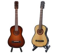 Lodoot Paquete de 2 réplicas pequeñas de madera de guitarra, decoración de manualidades para entusiastas de la decoración de habitaciones temáticas de música