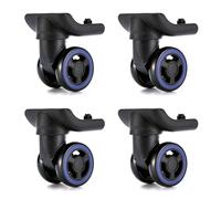 Lodoot Paquete de 4 ruedas de equipaje para maleta, doble fila, reparación de ruedas resistentes, ruedas giratorias, color negro