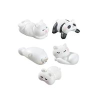 Lodoot Paquete de 5 figuras apilables de animales en miniatura, decoración de escritorio, resinas, juguete para exhibición de estante de habitación, juego interactivo