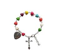 Lodoot Pulsera de metal para mujer, diseño de crucifijo católico, con crucifijo de color y bendición religiosa
