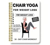 Lodoot Silla de 30 días, guía de ejercicios de yoga, adecuada para personas mayores, plan de entrenamiento con posturas ilustradas para ancianos y fitness
