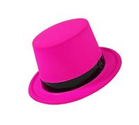 Lodoot Sombrero de copa popular con color fluorescente brillante para vacaciones, bailes de máscaras, fiestas, jazzy, escenarios, artistas, fiestas, sombrero de cinta negra fluorescente