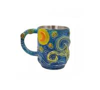 Lodoot Star - Taza de café artística de resina y acero inoxidable con aislamiento de gran capacidad para bebidas