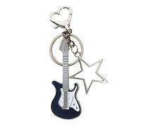 Lodoot Sweet Cool Wind - Llavero con diseño de estrella de cinco puntas con diseño de guitarra y corazón, estilo retro, accesorios con hebilla