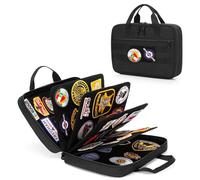 LoDrid Bolsa de exhibición de parches, estuche de almacenamiento para tablero, 4 carpetas de metal extraíbles flexibles y un asa, libro de parches abatible para colección, 1 bolsillo adicional con