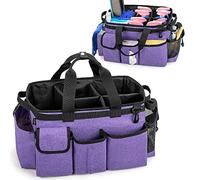 LoDrid Bolsa de Limpieza Grande con Divisor Desmontable, Organizador de Suministros de Limpieza portátil con asa y Correa Ajustable para el Hombro, Púrpura