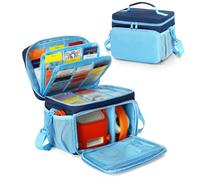 LoDrid Funda de Transporte de Viaje Compatible con Yoto Player Altavoz Bluetooth, Soporte para Tarjetas de Audio con Capacidad para hasta 54 Tarjetas con Correa para el Hombro, Azul, Solo Bolsa