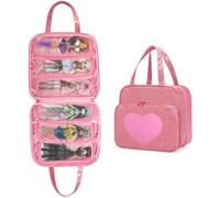 LoDrid Funda para muñecas compatible con muñecas Monster High con 6 bolsillos transparentes para exhibición y almacenamiento, bolsa de mano con bolsillo frontal y asa, solo bolsa, Pink, Organizador de