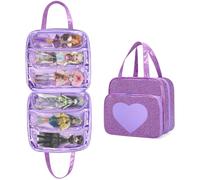 LoDrid Funda para muñecas compatible con muñecas Monster High con 6 bolsillos transparentes para exhibición y almacenamiento, bolsa de mano con bolsillo frontal y asa, solo bolsa, Purple, Organizador