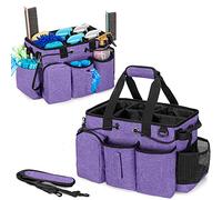 LoDrid Gran carrito de limpieza profesional con divisor desmontable, organizador de suministros con asa y correa para el hombro, bolsas de limpieza para amas de llaves y limpiadores, morado