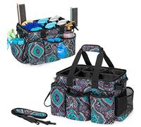 LoDrid Gran carrito de limpieza profesional con divisor desmontable, organizador de suministros con asa y correa para el hombro, bolsas de limpieza para amas de llaves y limpiadores, tótem