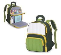 LoDrid Mochila de Viaje Compatible con Toniebox 2/1, múltiples Bolsillos para el Kit de Inicio del Reproductor de Audio, Personajes, Cargador, Auriculares y Accesorios, Color Verde, Solo la Mochila