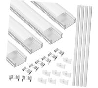 LOEFLIFA 4 Juegos Canales de Aluminio para Tiras LED de Aluminio Duradera Clips y Tapas para Protección y Disipación de Instalaciones de Iluminación LED