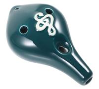 LOEFLIFA Ocarina de Cerámica Portátil de 6 Agujeros en Do, Instrumento Musical para Niños, Color Verde Esmaltado, Fácil de Tocar y Decorativa para Principiantes