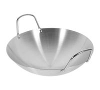 LOEFLIFA Wok de Acero Inoxidable 26 Cm Doble Mango, Olla Doméstica Multifuncional para Cocina, Sartén Práctica Fondo Redondo Adecuado para Cocinar al Wok en Hogar y Uso Diario
