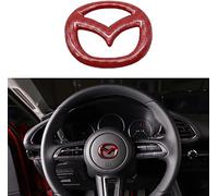 LOERSS Etiqueta Engomada Decoración Cubierta Volante del Automóvil, para Mazda 3 6 CX-3 CX-5 CX-9, Etiqueta Marco Logotipo Emblema, Accesorios Modificación Estilo Interior,Red