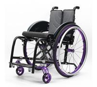 LOERSS Silla de ruedas manual ligera, silla de ruedas deportiva ultraligera portátil todo terreno, silla de ruedas plegable, sillas de ruedas de transporte con antivuelco(Purple A,38cm/15in)