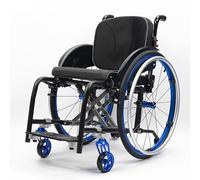 LOERSS Silla de ruedas manual ligera, silla de ruedas deportiva ultraligera portátil todo terreno, silla de ruedas plegable, sillas de ruedas de transporte con antivuelco(Blue B,42cm/16.5in)