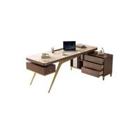 loeusjfnr Mesa Escritorio Escritorio de Estudio en casa, Escritorio computadora con Tablero Roca y gabinete Lateral, Jefe Moderno(180cm)