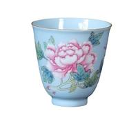 loeusjfnr Taza De Té De Cerámica Juego de té Kung Fu porcelana con aroma a peonía azul pastel pintado a mano Tazas Para Té