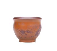 loeusjfnr Taza De Té De Cerámica Taza de degustación té arcilla dos tonos con grabado peces y flores, tazón pequeño hecho a mano Tazas Para Té