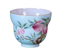 loeusjfnr Taza De Té De Cerámica Taza de hostia pintada a mano en tonos pastel, con base azul, taza calabaza melocotón longevidad, juego té kung fu, individual Tazas Para Té