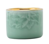 loeusjfnr Taza De Té De Cerámica Taza de té cerámica, taza anfitrión celadón, anillo dorado, juego, dorada Tazas Para Té