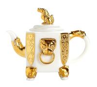 loeusjfnr Taza De Té De Cerámica Tetera de porcelana jade nacarado for preparar té, regalo for el hogar, tetera dorada hecha a mano Tazas Para Té