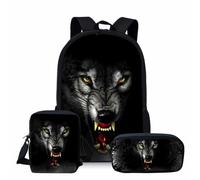 Löwe Wolf - Juego de mochila escolar con bolsa de almuerzo, estuche para lápices, juego de 3 piezas para niños, mochila infantil, S13, 40x30x15cm