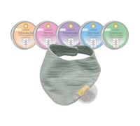 LÖWENKIND Especial para dolores de cabeza comunes, tiempo de resfriado, dentición, sueño, molestias abdominales, inquietud, 5 x 5 almohadillas de hierbas naturales, pañuelo de muselina de algodón