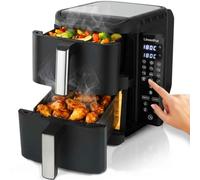 Löwenthal® Air Fryer XL 11L | Freidora de aire 2 cestas 5,5L + 5,5L | 2800W | 12 programas | Sync Finish & Match Cook | Pantalla táctil digital | sin aceite y baja en grasa | antiadherente | Negro