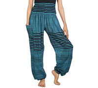 Lofbaz Mujer Colorido 1 Smocked Cintura Harén Pantalones Azul Claro Size L