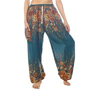 Lofbaz Mujer Cordón Floral 1 Harén Boho Pantalones Trullo Verde 2XL