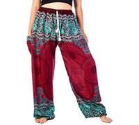 Lofbaz Mujer Cordón Rose 1 Harén Boho Genio Pantalones Borgoña L