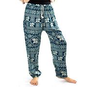 Lofbaz Mujer Elefantes Sello Cordón Harén Boho Pantalones Verde Trullo 2XL