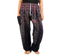 Lofbaz Mujer Pantalones Harem Boho del Lazo del Pavo Real Peacock 1 Azul Oscuro 2XL