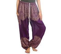 Lofbaz Mujer Peacock 2 Cordón Harén Boho Pantalones Morado 3XL