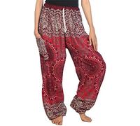 Lofbaz Mujer Rose 2 Cordón Harén Genio Boho Pantalones Borgoña 3XL