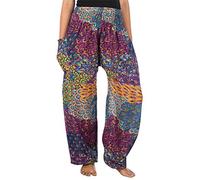 Lofbaz Mujer Vistoso Pavo Real Impreso Boho PantalonesPurple XL