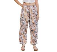 Lofbaz Mujeres Pantalones Harem Boho Cintura Alta Yoga Joggers Ropa Suelta Fluyente Verano Playa Hippie Bohemio Lounge Paisley Blanco Durazno OS